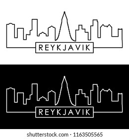 Reykjavik skyline. Linear style. Editable vector file.
