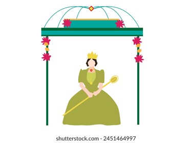 Reyna Elena  of Santacruzan festivity during Flores de Mayo, a ritual pageant of the Roman Catholic church in the Philippines. Editable Clip Art.