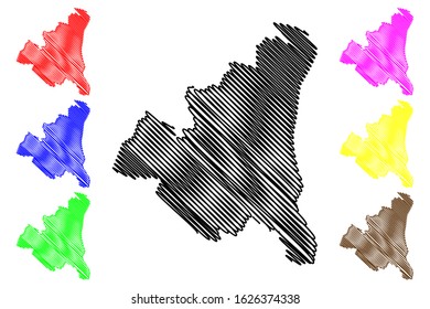 Rezina District (Republic of Moldova, Administrative divisions of Moldova) map vector illustration, scribble sketch Rezina map