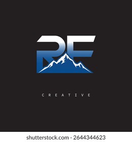 RF Creative Mountain Logo Bold Gradient Letter mark Branding Design for Business Outdoor Brands