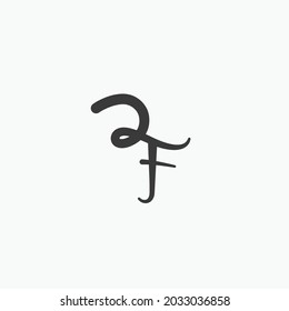Letras RF o FR simple estilo de caligrafía mínima concepto de diseño de símbolo de símbolo de símbolo del logotipo. Ilustración del vector