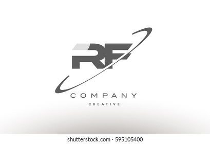 rf grey swoosh white alphabet company logo line design vector icon template  r f