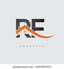 RF House Letter Logo – Creative Real Estate Monogram with Roof Shape and Home Icon for Property, Architecture and Modern Branding Identity