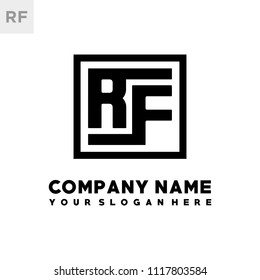 RF initial box letter logo template vector
