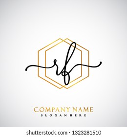 RF Initial Handwriting logo template vector