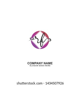 RF Initial handwriting logo vector