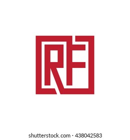 RF initial letters looping linked square logo red