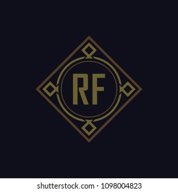 RF initial logo. Luxury ornament crown logo.
