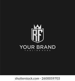 RF initial monogram shield and crown vector image