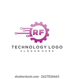 Monograma inicial de RF para design de logotipo de tecnologia