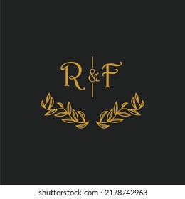 RF Initial Monogram Wedding With Creative Leaf Line