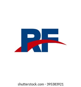RF initial overlapping swoosh letter logo blue red