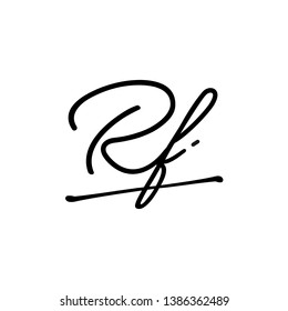 RF initial signature logo. handwriting logo template vector,