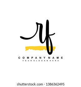 RF initial signature logo. handwriting logo template vector,