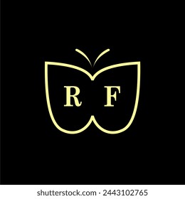 Ilustración vectorial del logotipo de la mariposa de lujo de RF Initials