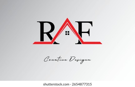 RF Letter House Logo – Monograma inmobiliario creativo con el icono del techo y la forma del hogar para la propiedad, la arquitectura y la marca moderna
