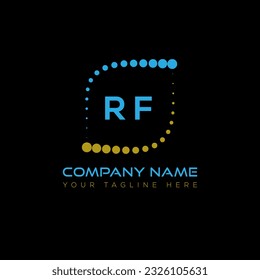 Diseño del logo de la carta RF sobre fondo negro. Concepto del logo de la carta de las iniciales creativas de RF. Diseño único de RF.
