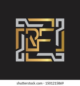 RF Letter logo initial capital monogram with abstract ornament