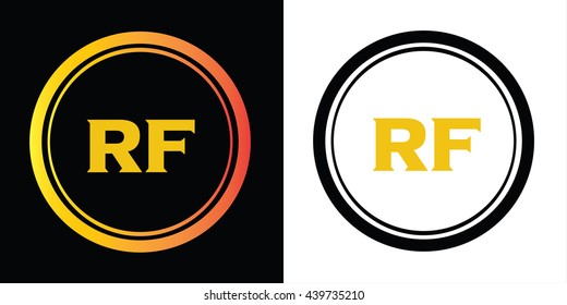 RF letters icon design template elements in abstract background logo, design identity in circle, alphabet letter