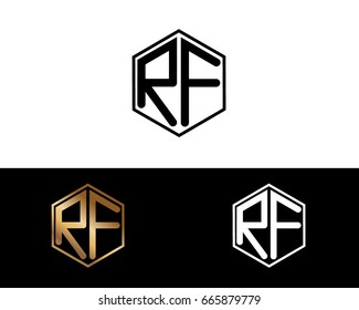 RF letters linked with hexagon shape logo
