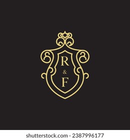 RF line vintage initial logo in high quality professional design that will print well across any print media