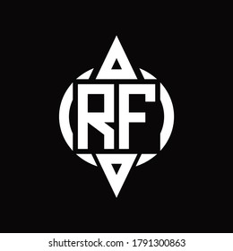 RF Logo with circle rounded combine triangle top and bottom side design template