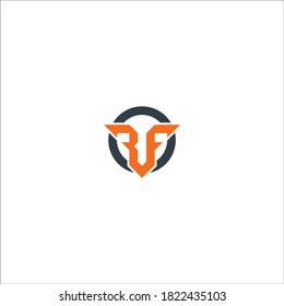 RF logo with circle shape design template isolated on white background