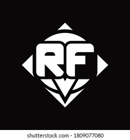 RF Logo monogram with circle shape and square rotate rounded design template on black background