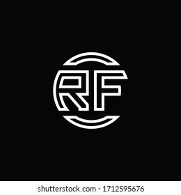 RF logo monogram with negative space circle rounded design template
