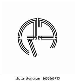 RF Logo monogram triple ribbon style line design template isolated on white background