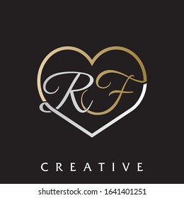 RF love logo design vector icon