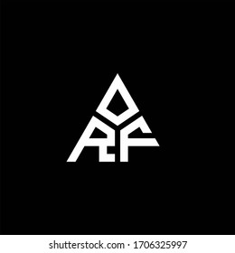 RF monogram logo with 3 pieces shape isolated on triangle design template