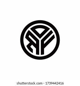 RF monogram logo with circle outline design template isolated on white background
