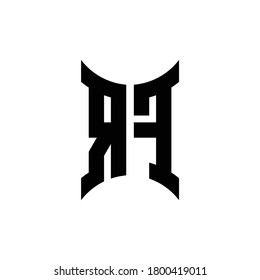 RF monogram logo with curved side design template