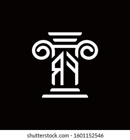RF monogram logo with pillar style design template