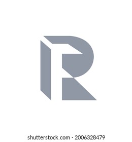 RF monogram logo.Typographic icon.Letter r and letter f overlapped.Lettering sign isolated on light background.Alphabet initials.Modern, design, geometric, minimalist style.