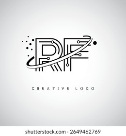 RF Orbit Monogram Logo - Futuristic Minimal Letter mark with Circular Line Art, Tech-Inspired Dots and Space Motion Concept for Modern Branding Identity (Logotipo Monográfico de Órbita RF - Marca de Letra Mínima Futurista com Linha de Arte Circular, Pontos Inspirados na Tecnologia e Conceito de Movimento Espacial para Identidade de Marca Moderna)