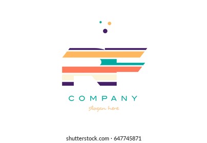 rf r f alphabet letter logo colors colorful line stripe font creative text dots company vector icon design template