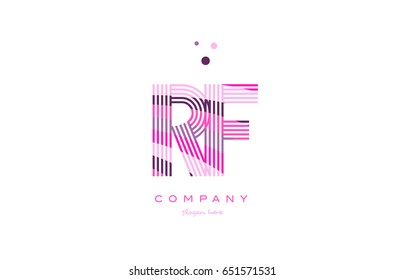 rf r f alphabet letter logo pink purple line font creative text dots company vector icon design template
