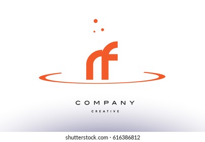 RF R F creative orange swoosh dots alphabet company letter logo design vector icon template