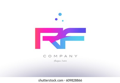 rf r f  creative pink purple blue modern dots creative alphabet gradient company letter logo design vector icon template