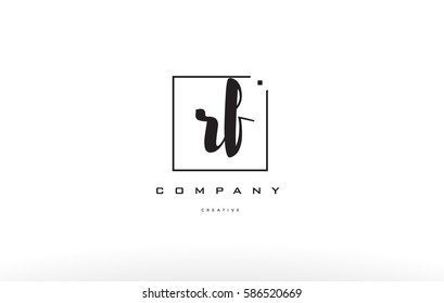 rf r f hand writing written black white alphabet company letter logo square background small lowercase design creative vector icon template 