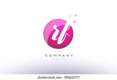 rf r f  sphere pink 3d alphabet company letter combination logo hand writting written design vector icon template 