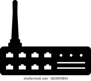 RF Router Industrial Network Switch Communication Concept Vector Icon design, Network Equipment and Web Hosting Symbol on White background