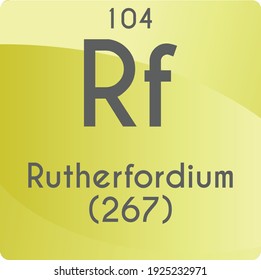 Rf Rutherfordium Transition metal Chemical Element vector illustration diagram, with atomic number and mass. Simple gradient flat design For education, lab, science class.

