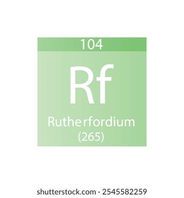 Rf Rutherfordium Transition metal Químico Elemento Tabela Periódica. Simples ilustração de vetor quadrado plano, ícone de estilo limpo simples com massa molar e número atômico 