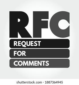 RFC Request for Comments - publication in a series, from the principal technical development and standards-setting bodies for the Internet, acronym text concept background