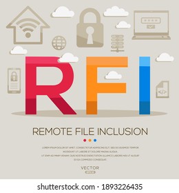 RFI mean (Remote File Inclusion) IT Security acronyms ,letters and icons ,Vector illustration.
