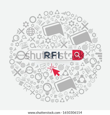 RFI mean (request for information) Word written in search bar,Vector illustration.
