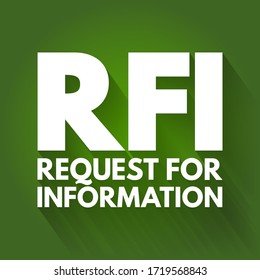 RFI Request For Information - common business process whose purpose is to collect written information about the capabilities of various suppliers, acronym text concept background